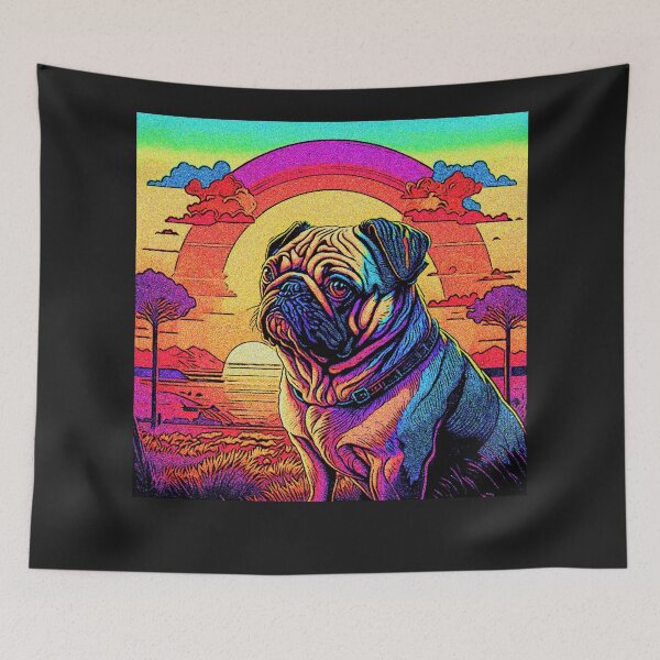 Item preview, Pug Retro Landscape 6 designed and sold by RedBluffTraders.