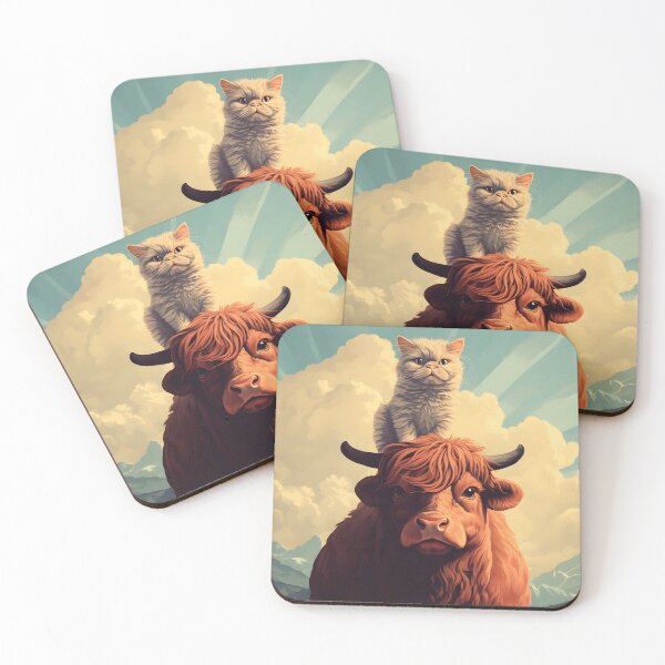 Item preview, Feline Meets Bovine: Whimsical Cats and Gentle Cows designed and sold by KittyStampedeCo.
