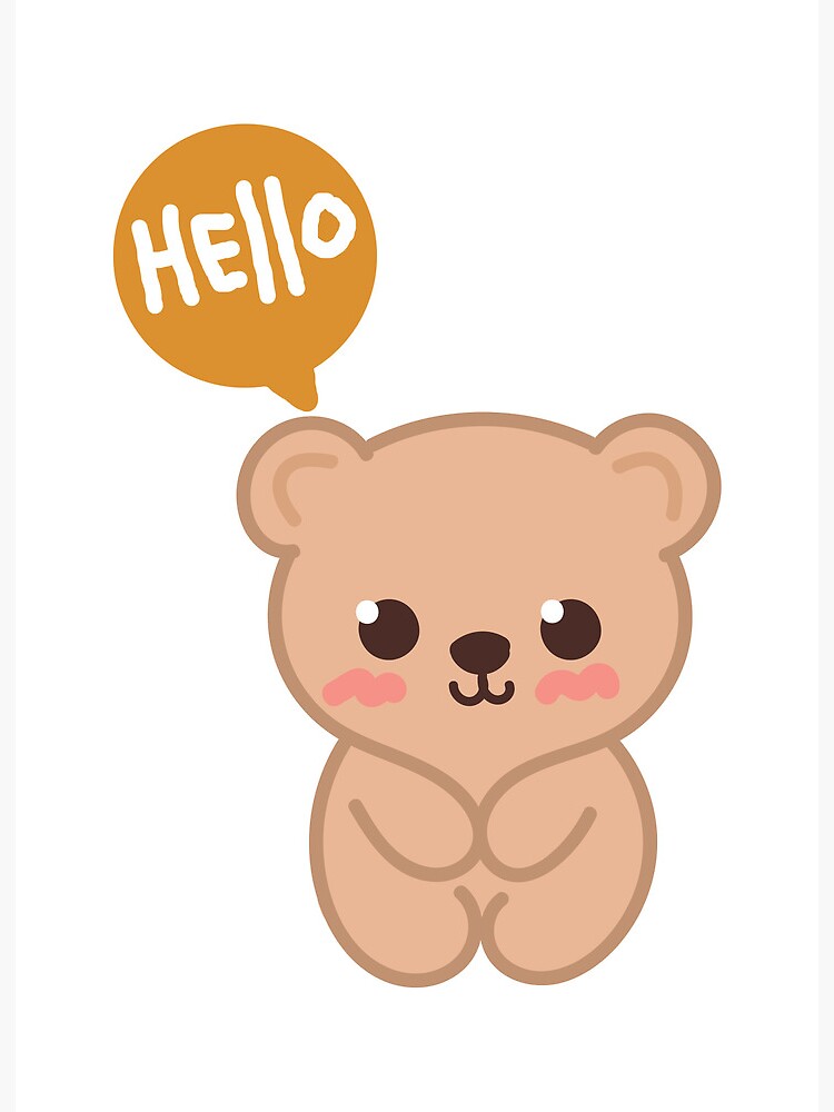 Cute Teddy Bear 1 Hello | Art Board Print