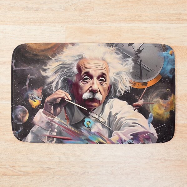 Item preview, Epic Portrait of Einstein in a Surrealistic Painting Based on the Factory of Space and Time designed and sold by SingularityGeek.