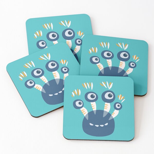 Item preview, Cute Blue Four Eyed Cartoon Monster designed and sold by Boriana Giormova.