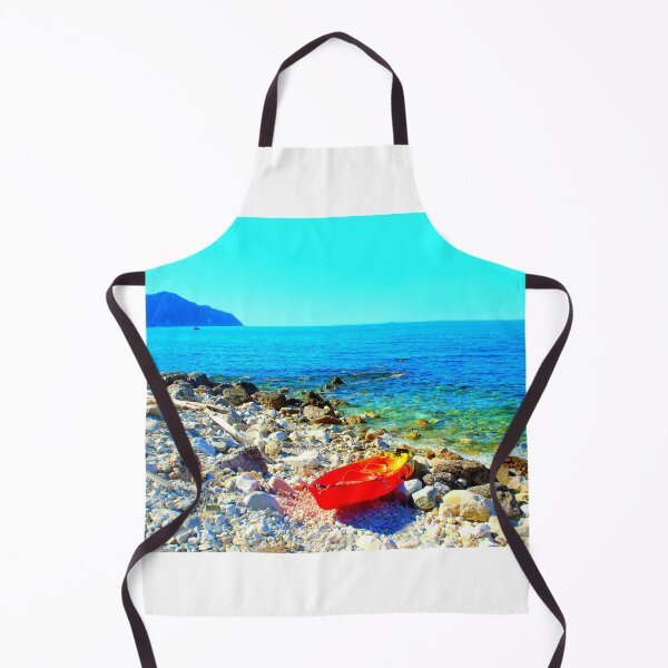 Item preview, Scene in Spiaggia delle Terrazze with a boat on a rocky beach designed and sold by Kristina Drozd.