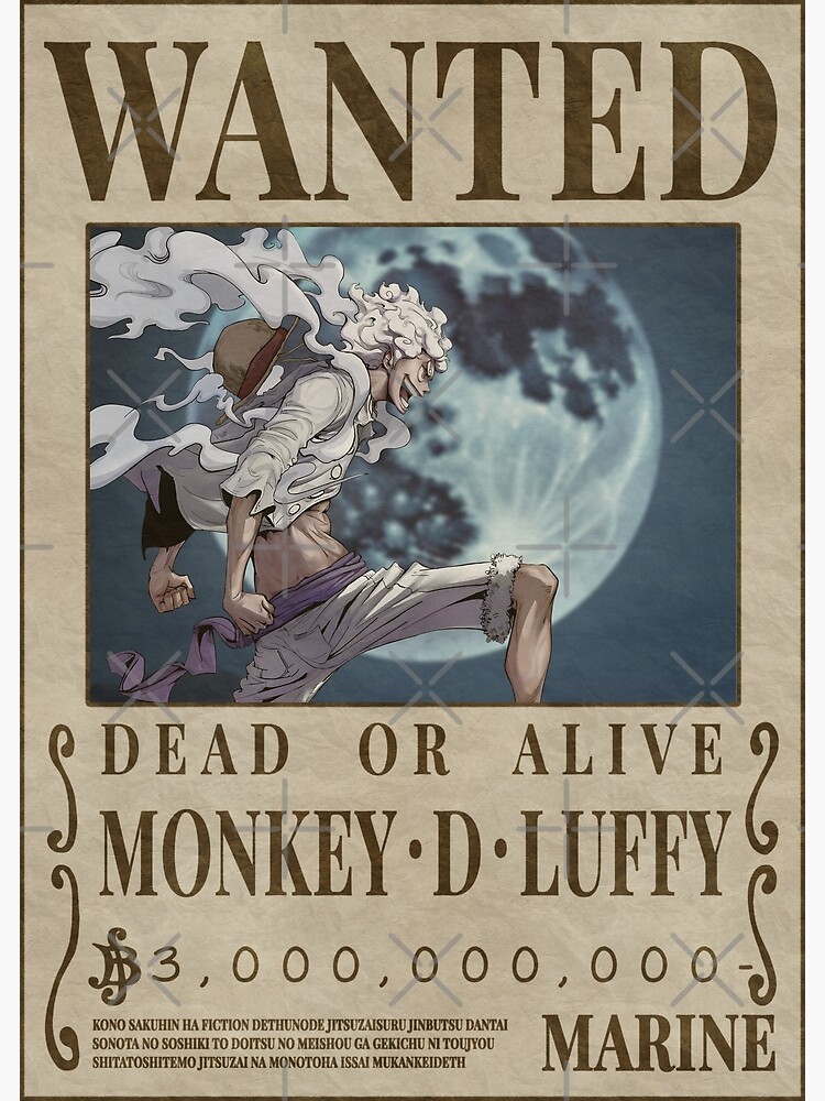 One piece luffy nika gear 5 wanted poster wall art