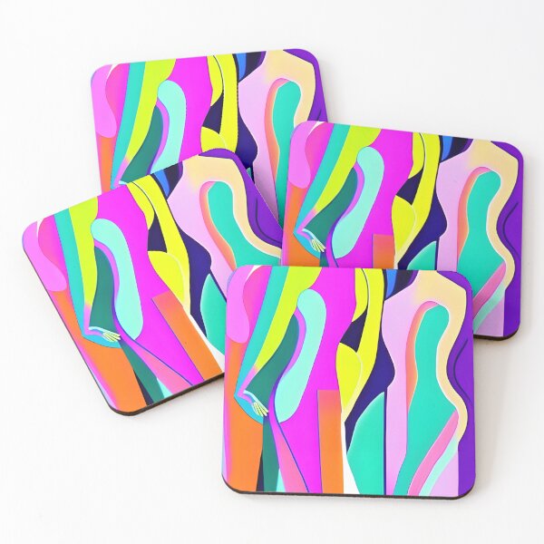 Item preview, Two vibrant curvy abstract female figures in modern contemporary style  designed and sold by mahercara.