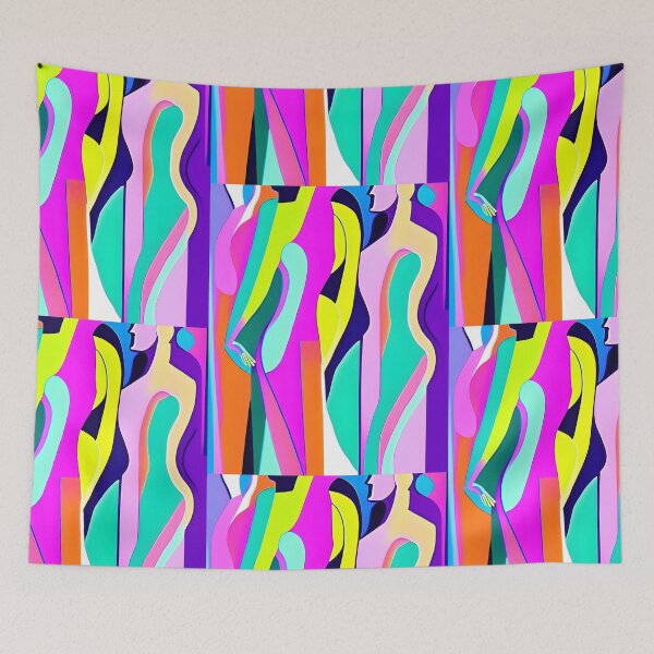 Item preview, Two vibrant curvy abstract female figures in modern contemporary style  designed and sold by mahercara.