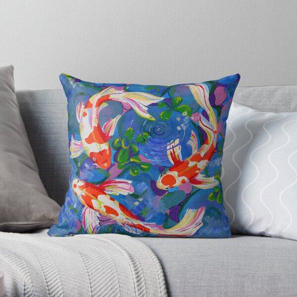 Koi - Acrylic koi fish painting Throw Pillow