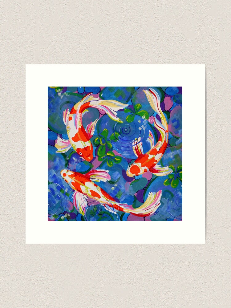 Alternate view of Koi - Acrylic koi fish painting Art Print