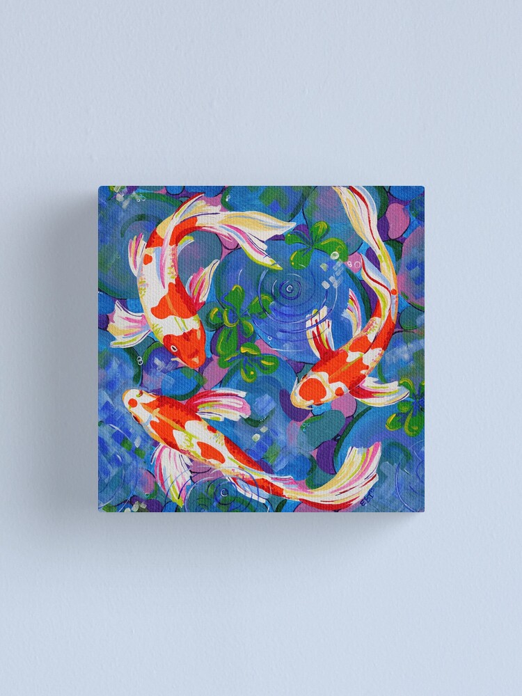 Koi Acrylic Koi Fish Painting Canvas Print By Eveiart Redbubble