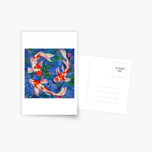 Koi Acrylic Koi Fish Painting Postcard For Sale By Eveiart Redbubble