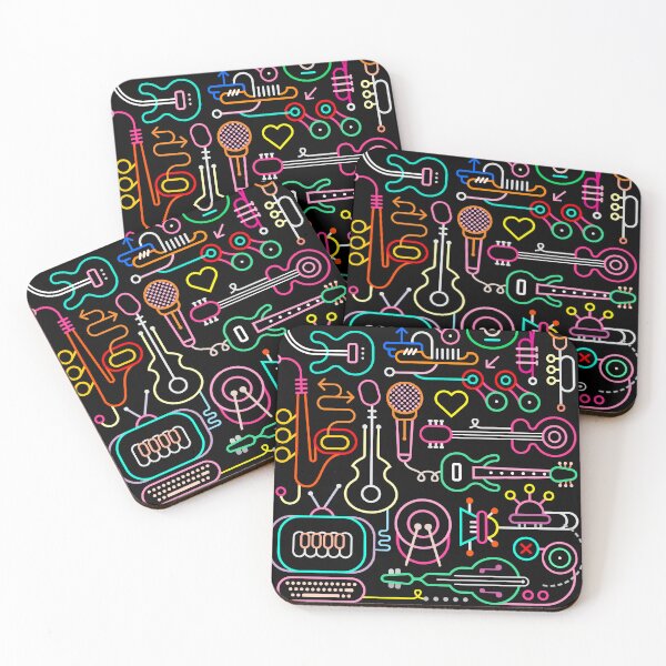 Item preview, Neon Musical Instruments on Black designed and sold by SusanEileenEvans.