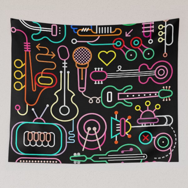 Item preview, Neon Musical Instruments on Black designed and sold by SusanEileenEvans.