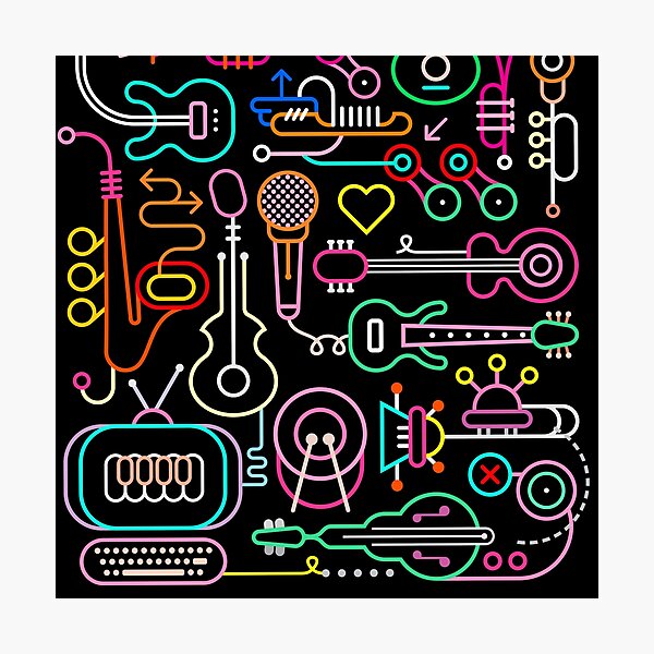 Item preview, Neon Musical Instruments on Black designed and sold by SusanEileenEvans.