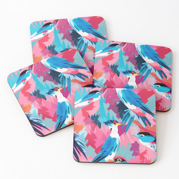 Item preview, Wild Birds Pattern 3, messy abstract blue birds in thought, don't look like the others but that's okay, casual panic, self-love, blue, pink, purple, red, orange, ornithology and nature. designed and sold by FoxRobinRabbit.