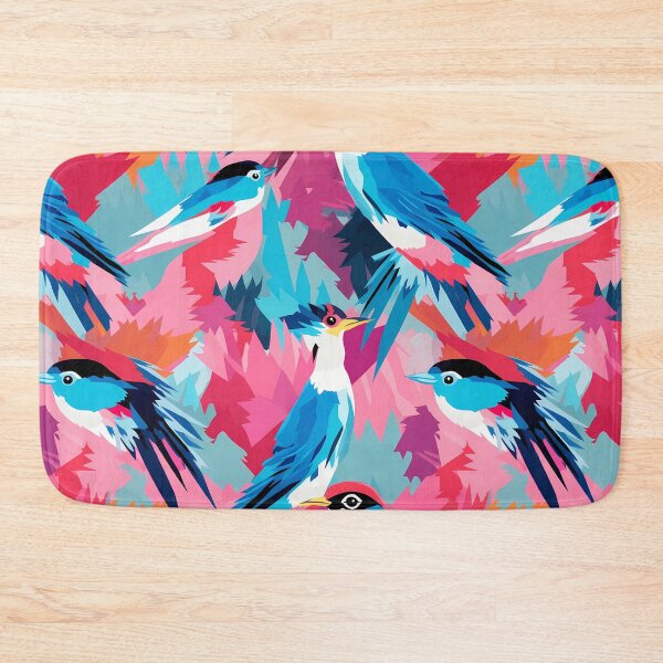 Item preview, Wild Birds Pattern 3, messy abstract blue birds in thought, don't look like the others but that's okay, casual panic, self-love, blue, pink, purple, red, orange, ornithology and nature. designed and sold by FoxRobinRabbit.