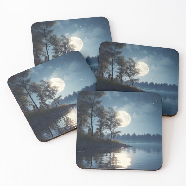 Item preview, Moonrise Serenity: A Breathtaking Night Scene over a Tranquil Lake designed and sold by Daniel Wampler.