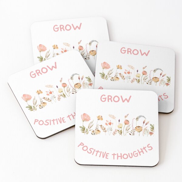 Item preview, Grow Positive Thoughts in Pink with Beautiful Watercolor flowers,  designed and sold by SkyTastic.
