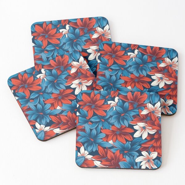 Item preview, Red Blue Background Flower Pattern  designed and sold by ANWA15.