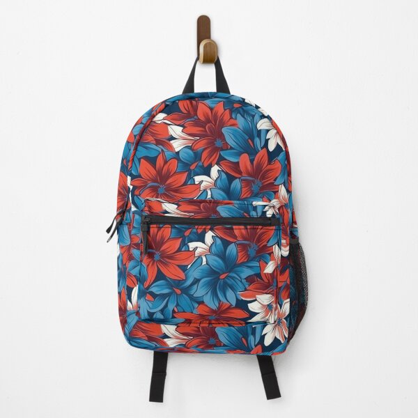 Item preview, Red Blue Background Flower Pattern designed and sold by ANWA15.