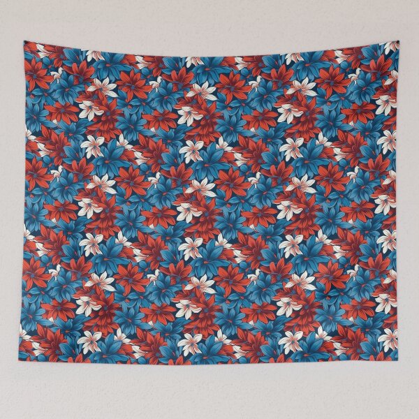 Item preview, Red Blue Background Flower Pattern  designed and sold by ANWA15.