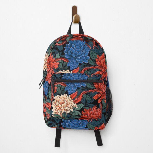 Item preview, Peony Red Blue and Cream Flower Pattern designed and sold by ANWA15.