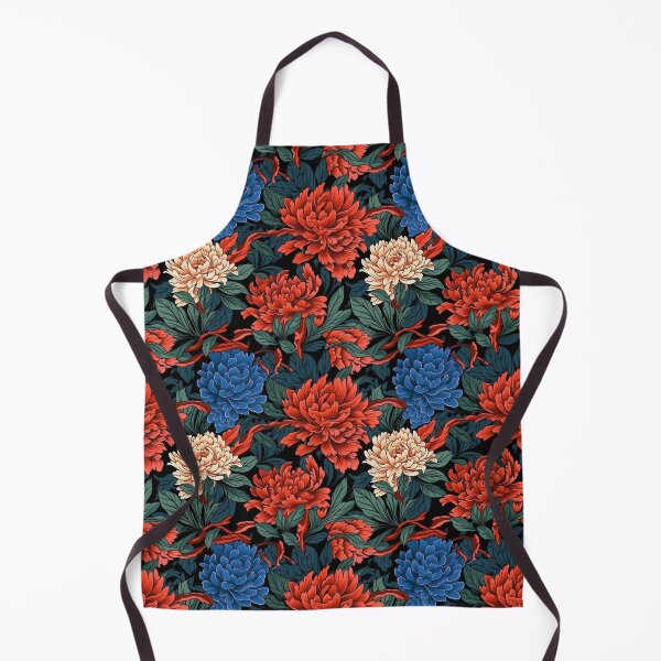 Item preview, Peony Red Blue and Cream Flower Pattern designed and sold by ANWA15.