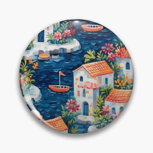 Item preview, Mediterranean Seaside Village #1 designed and sold by BrushstrokesA.