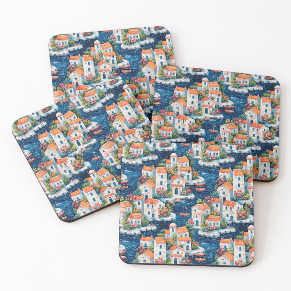 Item preview, Mediterranean Seaside Village #1 designed and sold by BrushstrokesA.