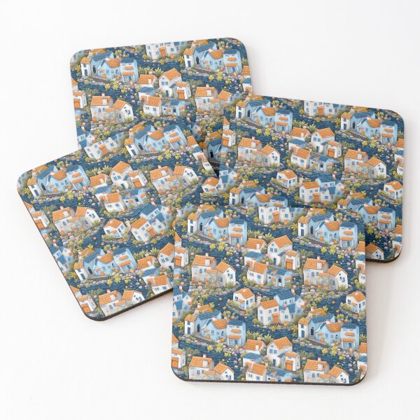 Item preview, Mediterranean Seaside Village #2 designed and sold by BrushstrokesA.