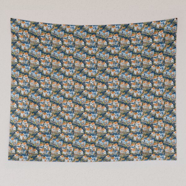 Item preview, Mediterranean Seaside Village #2 designed and sold by BrushstrokesA.