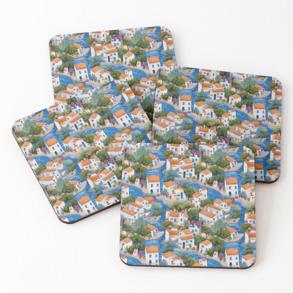 Item preview, Mediterranean Seaside Village #3 designed and sold by BrushstrokesA.