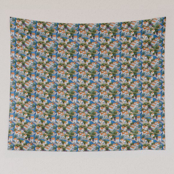 Item preview, Mediterranean Seaside Village #3 designed and sold by BrushstrokesA.