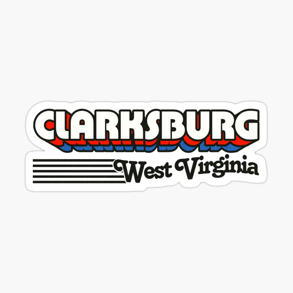 Clarksburg, West Virginia | Retro Stripes Sticker