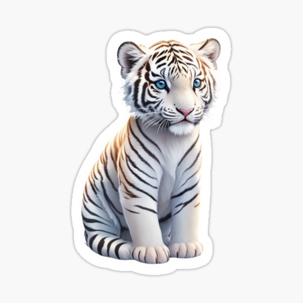 Sticker baby white tiger