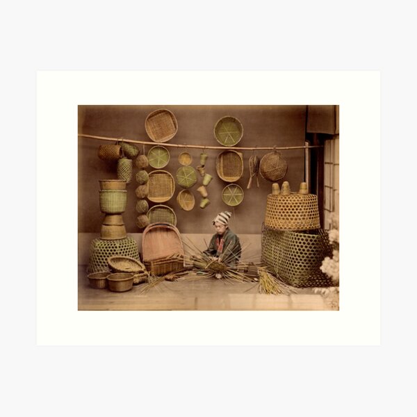 Item preview, Basket weaver, Japan, 1870s designed and sold by Photos of Japan.