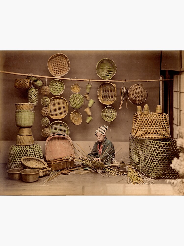 Basket weaver, Japan, 1870s by Fletchsan