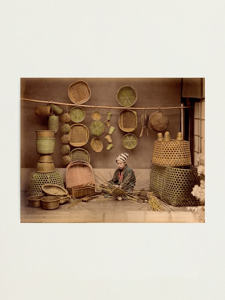 Alternate view of Basket weaver, Japan, 1870s Photographic Print