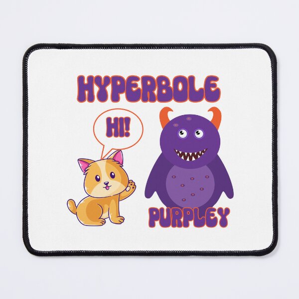 Item preview, Funny Hyperbole with Cute Puppy Waving & Purple People Eater (pronounced Hi-Per-Be-Lee or Hi-Purpley) designed and sold by JoyOfHopeStore.
