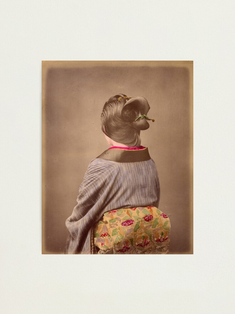 Alternate view of Japanese woman in Kimono from behind, 1890s Photographic Print