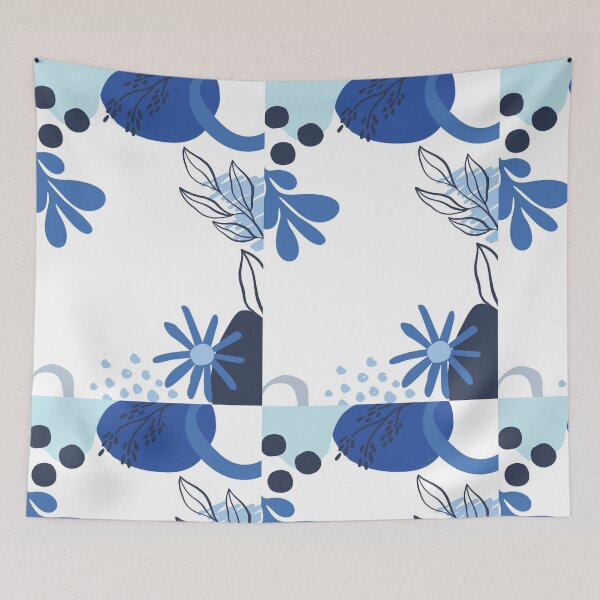 Item preview, abstract blue flowers designed and sold by Juanitodesigns.
