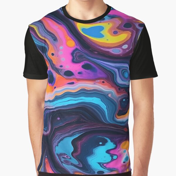 Light Fantasy Space Shrooms Tie-Dye T-Shirt Tee Liquid Blue