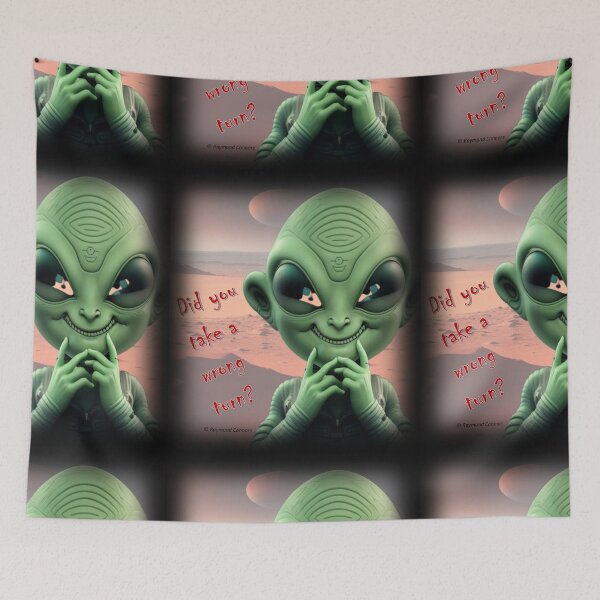 Item preview, Cute alien asking "wrong turn?" designed and sold by ElderWisdom.