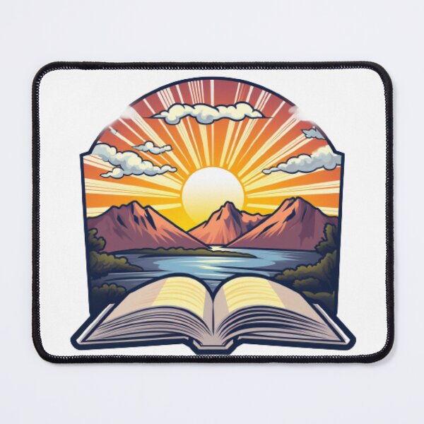 Item preview, Book in front of scenic mountain sunrise designed and sold by JN3XUS.