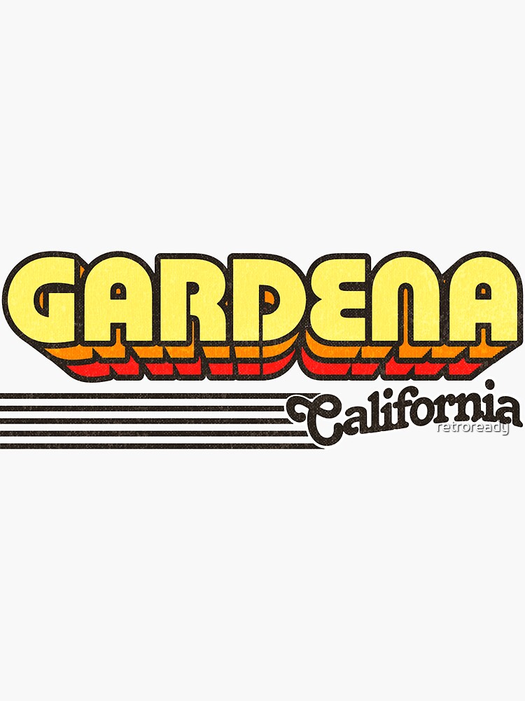 "Gardena, California Retro Stripes" Sticker by retroready Redbubble