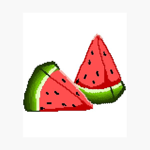 Pixel art watermelon icon, 32X32 vector illustration on a white