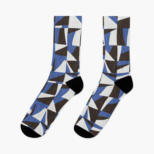Item preview, Retro Abstract Geometric Squares - Royal Blue, Black & White designed and sold by Sarah Thorpe Designs .