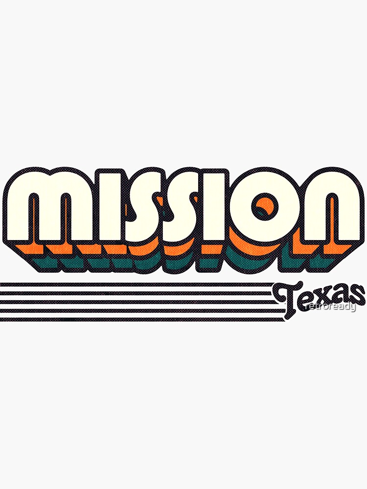 "Mission, Texas Retro Stripes" Sticker by retroready Redbubble