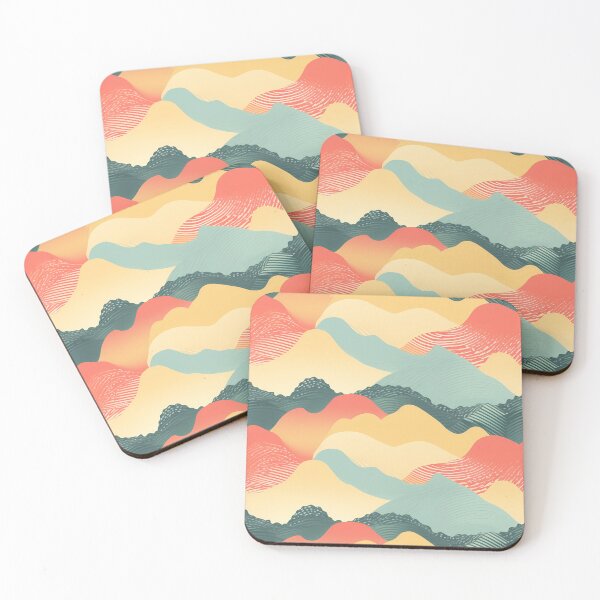 Item preview, Abstract Pattern 1, sound waves like hills or fingerprints, frills, muted minimalist landscape, almost topographical, green, gray, yellow, orange, simple beauty. designed and sold by FoxRobinRabbit.
