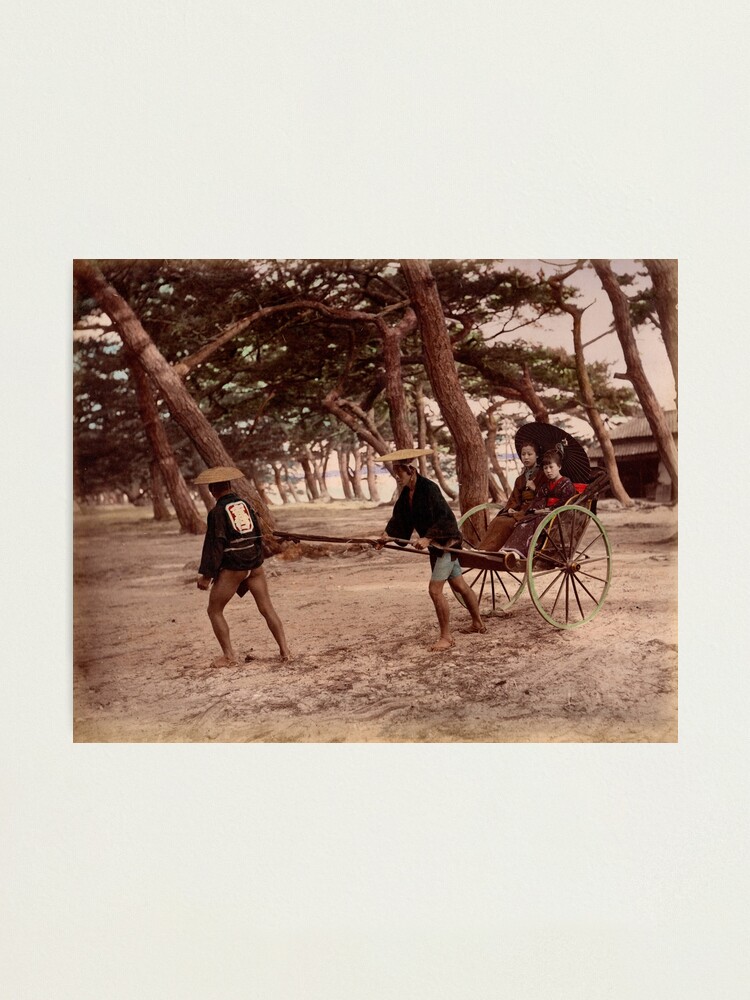Alternate view of Jinrikisha - Meiji Japan Photographic Print