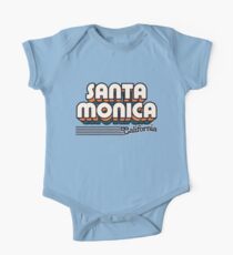 Santa Monica, Kalifornien | Retro Streifen Baby Body Kurzarm