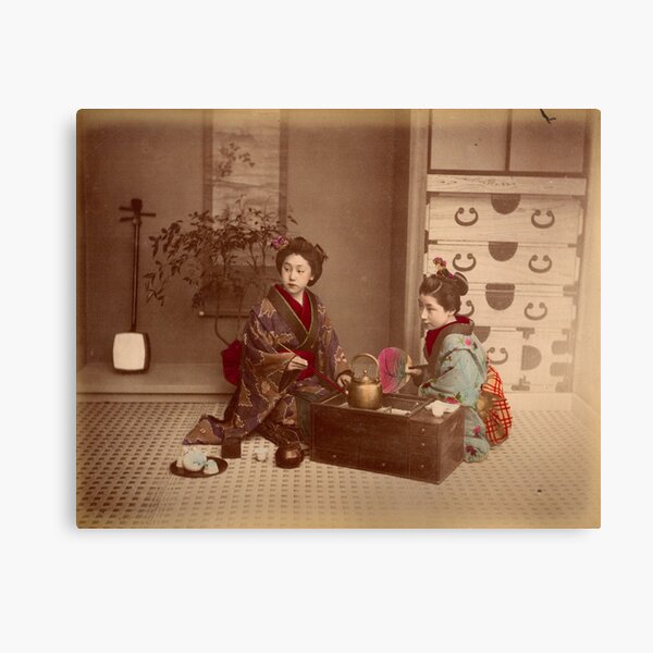 Japanese girls, meiji period, Japan Canvas Print